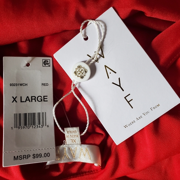 NWT Mollie Ruched Midi Dress Size XL in Red by WAYF - Picture 4 of 9